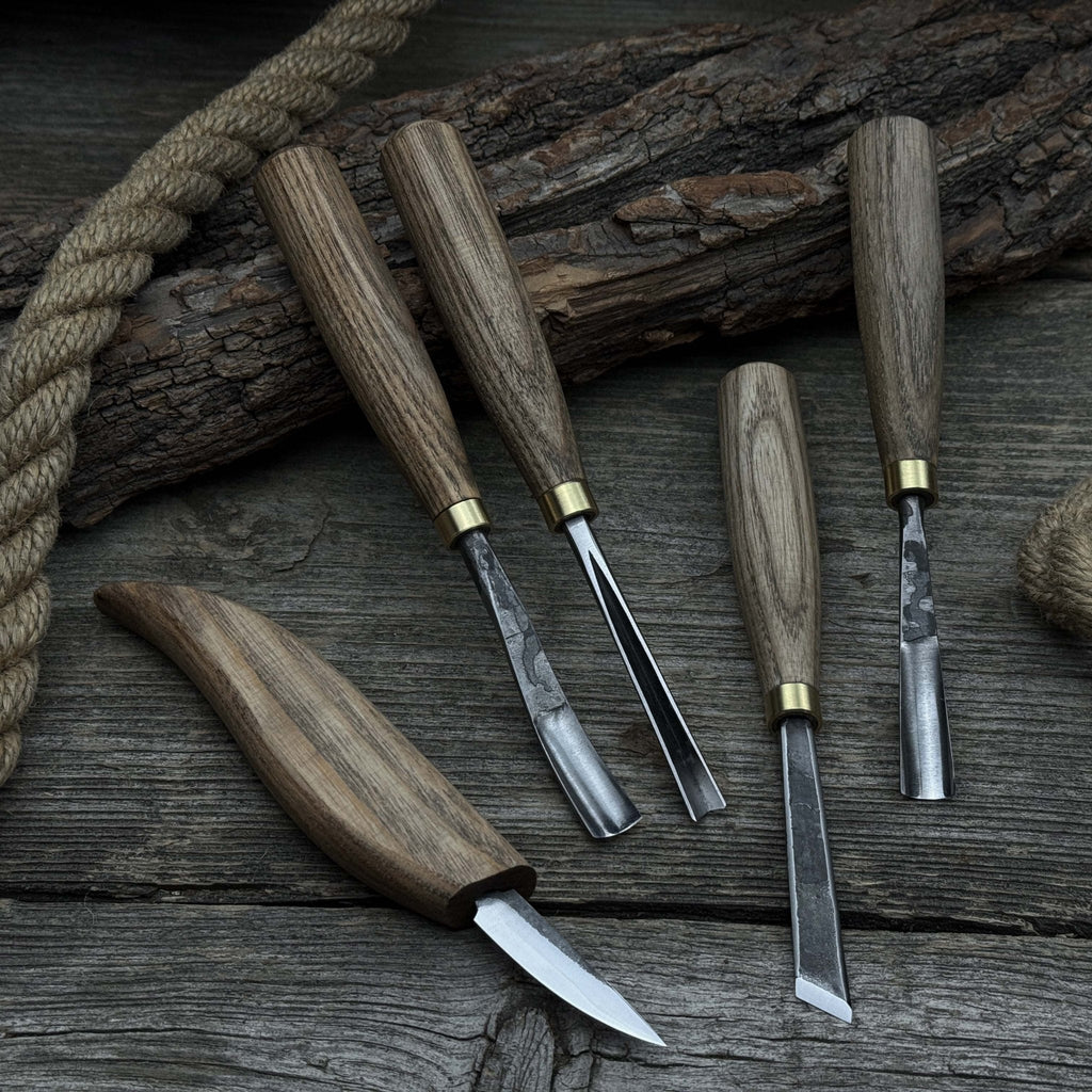 5-Piece Hand-Forged Wood Carving Set