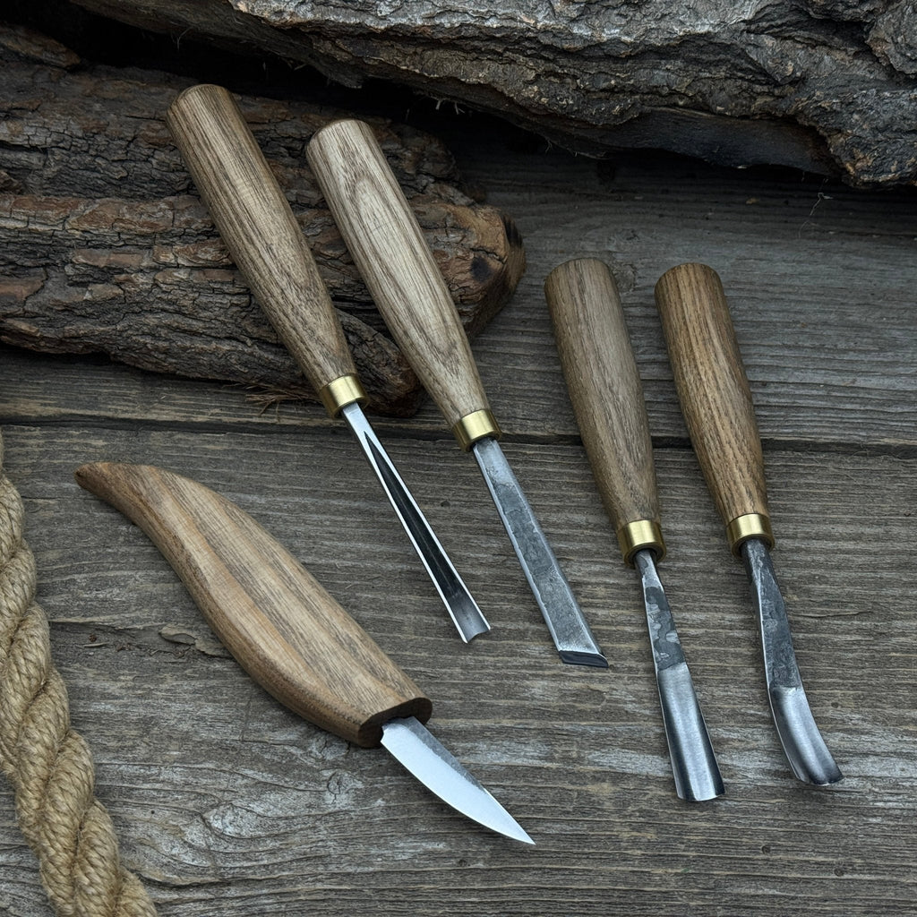 5-Piece Hand-Forged Wood Carving Set
