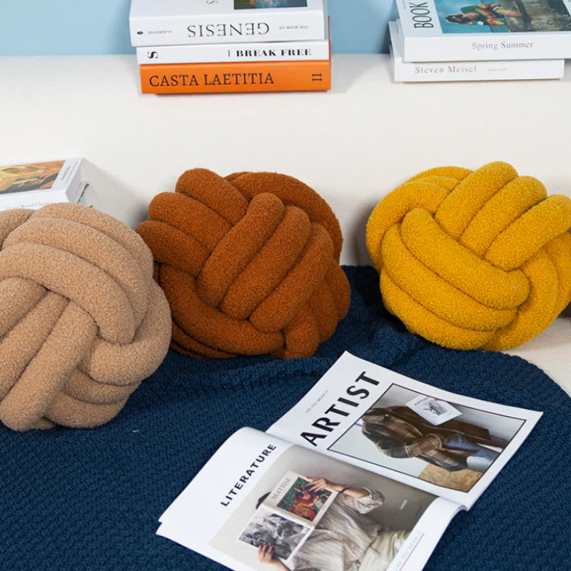 Handwoven Knotted Ball Sherpa Pillow