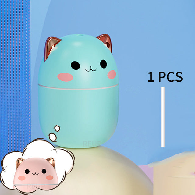 Cat-Shaped Ultrasonic Humidifier with Night Light & Aromatherapy