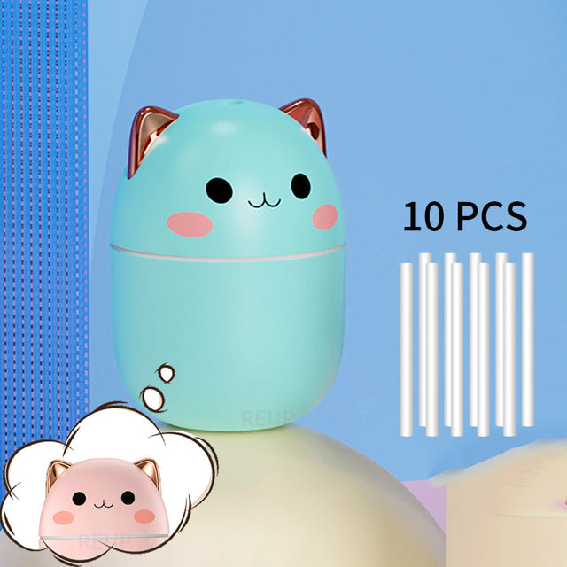 Cat-Shaped Ultrasonic Humidifier with Night Light & Aromatherapy