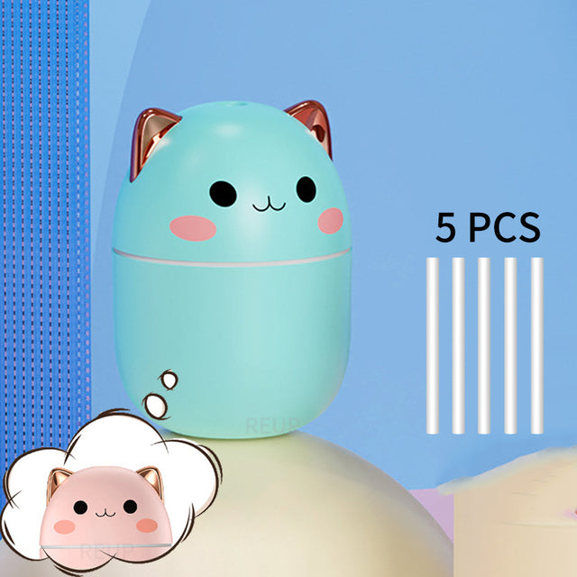Cat-Shaped Ultrasonic Humidifier with Night Light & Aromatherapy