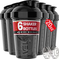 Smart Human-6 PACK- 20 OZ Protein Shaker Bottles for Protein Mixes Shaker Cups for Protein Shakes Small Shaker Bottle Pack Shaker Cup Shakers for protein Shakes (20 OZ - 6 PACK BLACK)