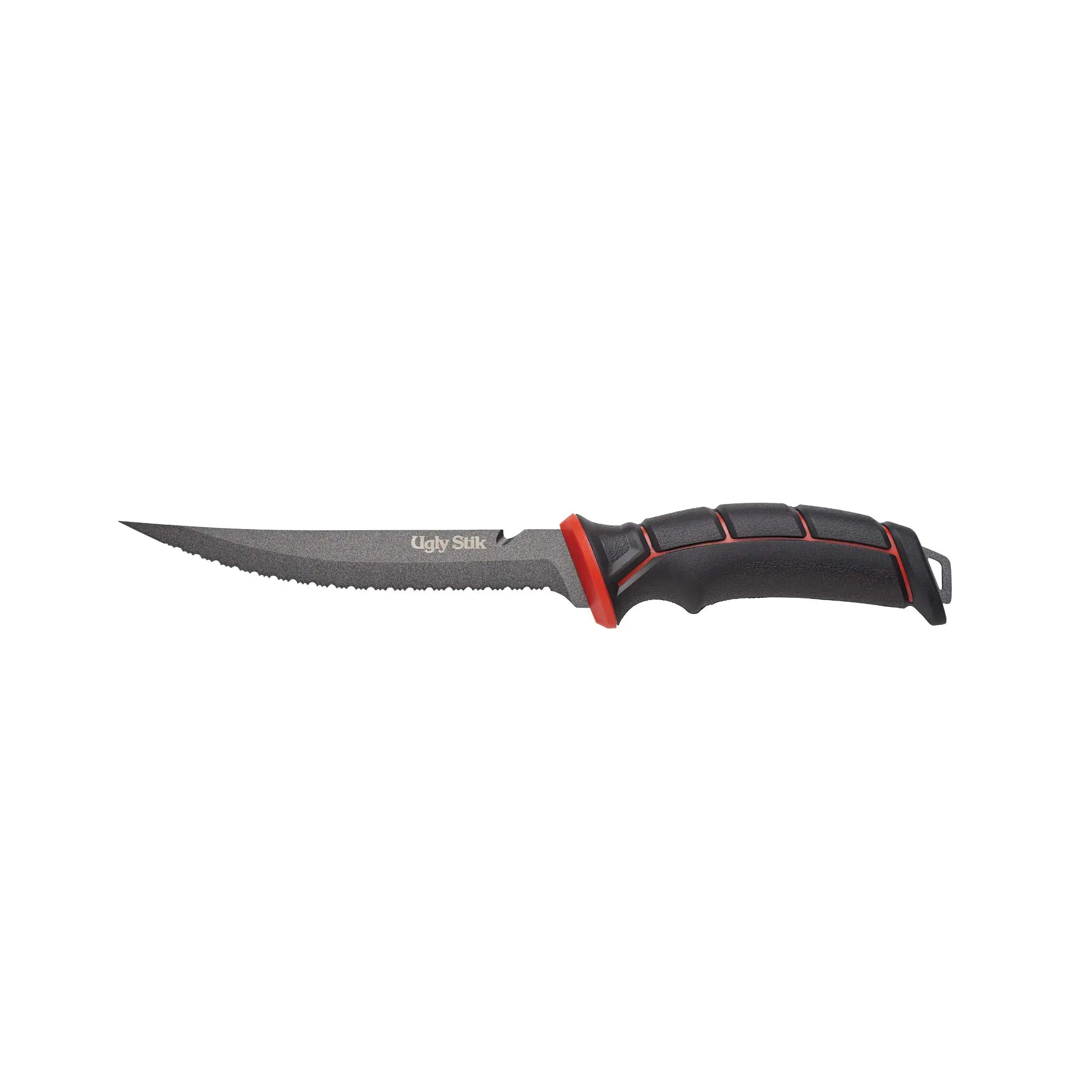 Ugly Stik Ugly Tools 7 Inch Serrated Knife Fishing Fillet Knife for Anglers Sharp Trailing Point Serrated Stainless Steel Blade Non-Slip Grip Handle Black