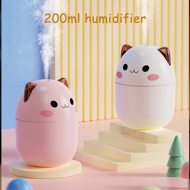 Cat-Shaped Ultrasonic Humidifier with Night Light & Aromatherapy