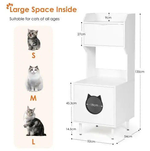 Litter Box Enclosure White Wooden Hidden Cat Litter Box Furniture Industrial Indoor Cat House Washroom Pet Crate Storage Cabinet