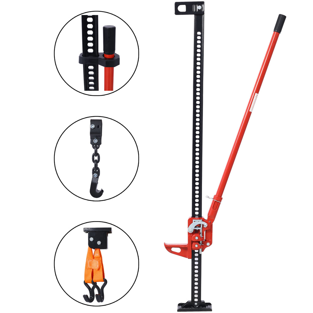 7000 Lb Capacity Ratchet Style Off-road Utility Jack, Heavy Duty Farm Jack For Tractors, Trucks, SUVs, Bumper Lifts, Red