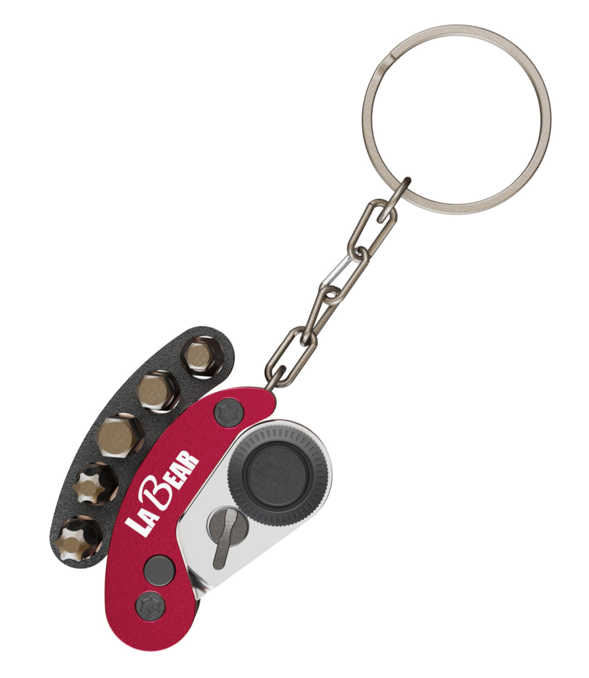 LABEAR- Red Mini Folding Ratchet Wrench Set EDC tool Reliable & Stylish Multitool Repair Kit