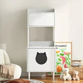 Litter Box Enclosure White Wooden Hidden Cat Litter Box Furniture Industrial Indoor Cat House Washroom Pet Crate Storage Cabinet
