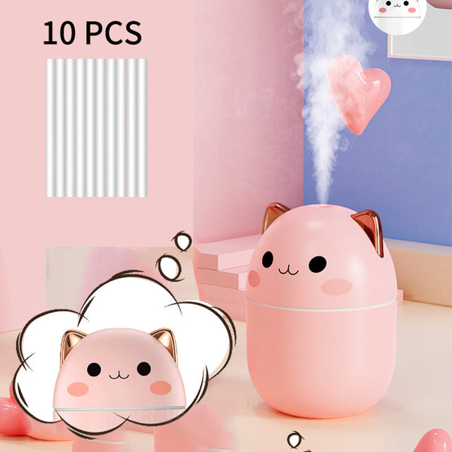 Cat-Shaped Ultrasonic Humidifier with Night Light & Aromatherapy