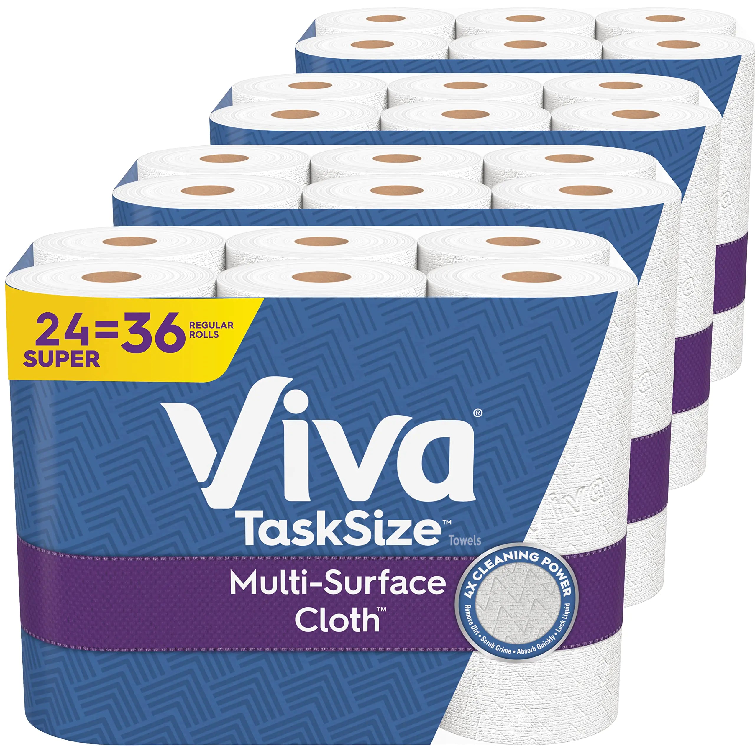 Viva Multi-Surface Cloth Paper Towels Task Size - 24 Super Rolls (4 Packs of 6) - 81 Sheets Per Roll