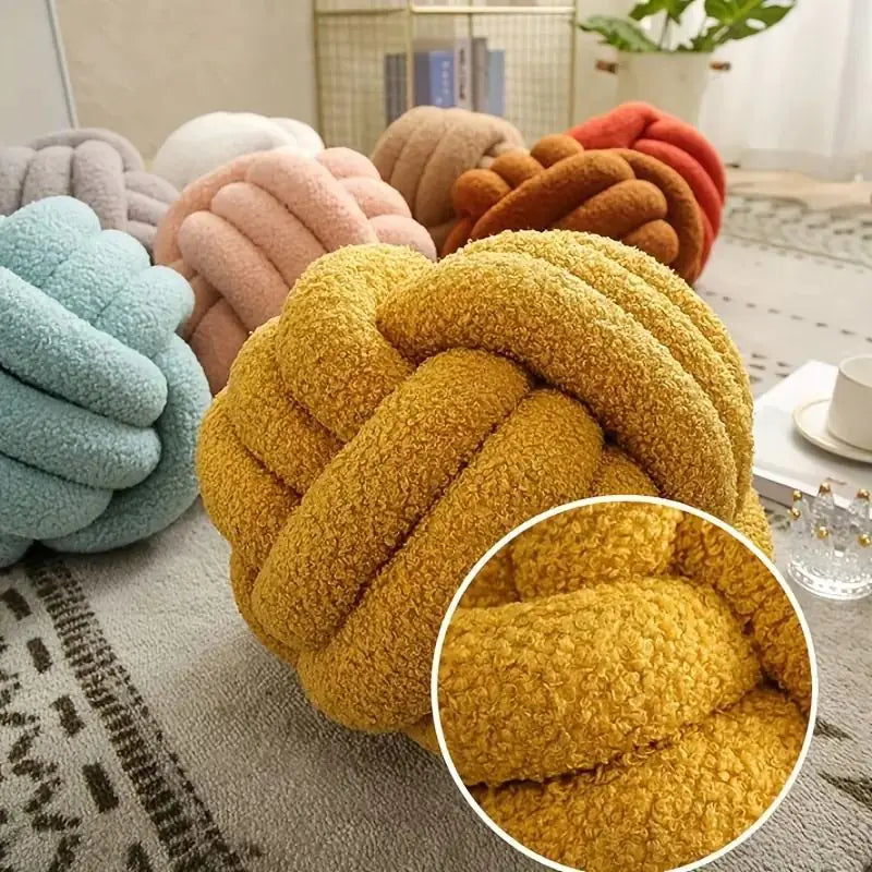 Handwoven Knotted Ball Sherpa Pillow