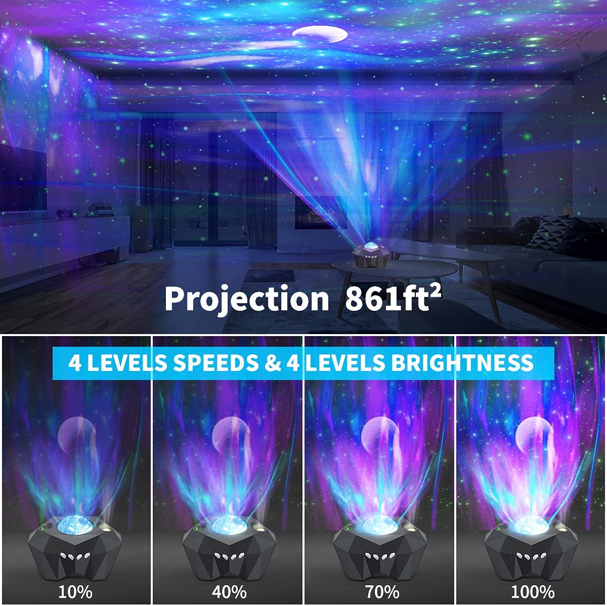 Galaxy Star Projector with Aurora Northern Lights & Bluetooth Speaker