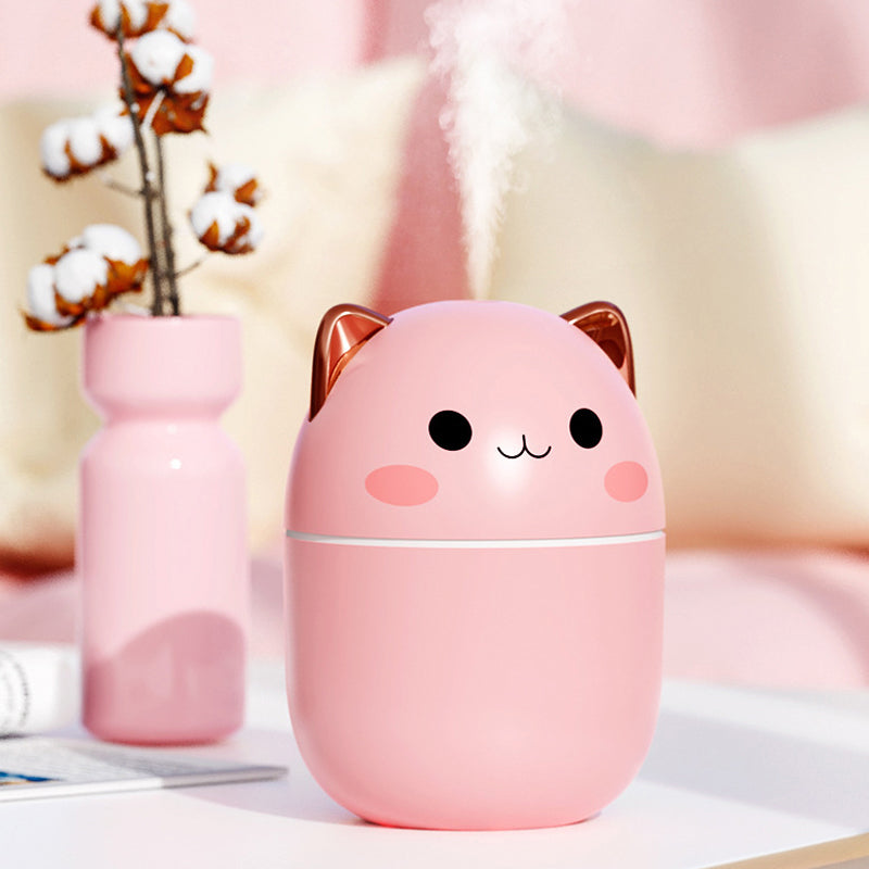 Cat-Shaped Ultrasonic Humidifier with Night Light & Aromatherapy