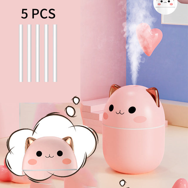Cat-Shaped Ultrasonic Humidifier with Night Light & Aromatherapy