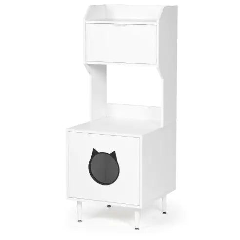 Litter Box Enclosure White Wooden Hidden Cat Litter Box Furniture Industrial Indoor Cat House Washroom Pet Crate Storage Cabinet